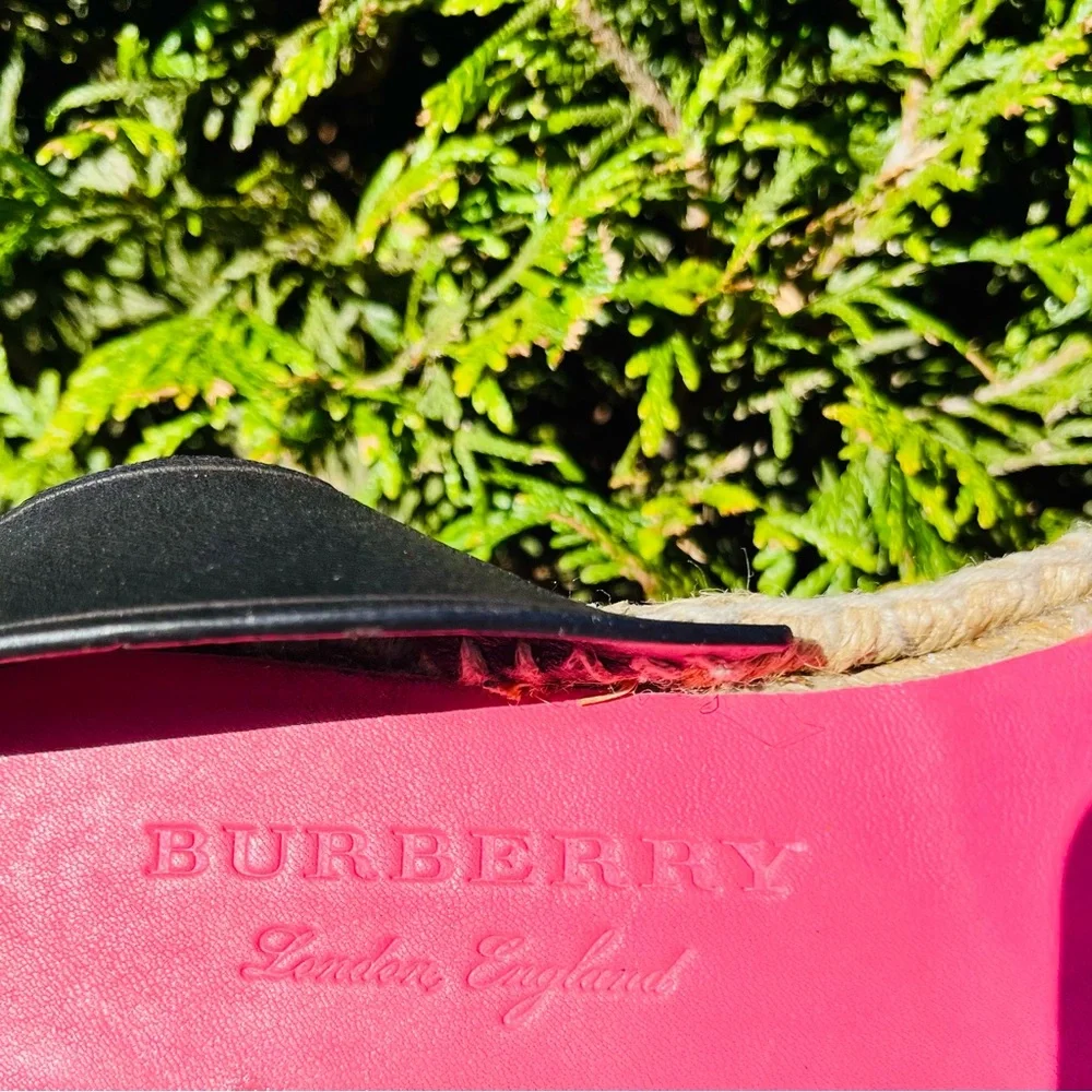 BURBERRY Pink Nova Check Plaid Espadrille Ankle Flats